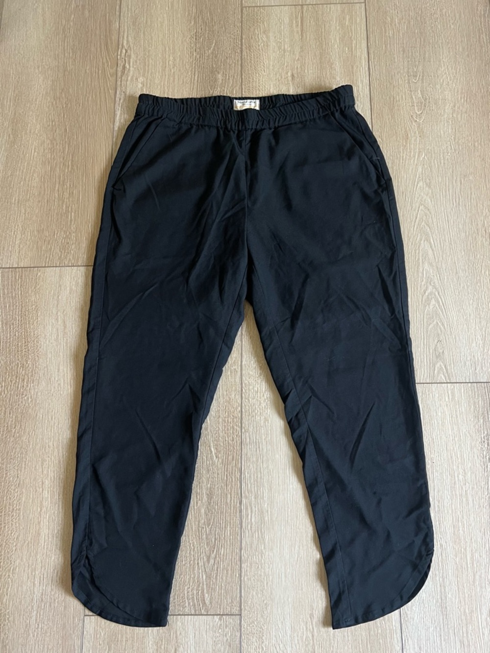 Marine Layer Black Elastic-Waist Cropped Jogger Pants Sz M Petite